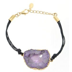 Ali Khan Gold-Tone Amethyst Rock Bracelet
